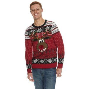 Men's Reindeer Poopermints Ugly Christmas Sweater, Size: Large, Brt Red